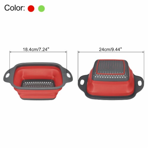 CASA -J Collapsible Colander Set of 2 Small Silicone Square Strainer Perspective: right