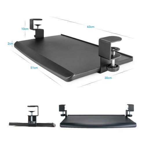 Desk Add-On Bundle with Keyboard Tray, Desk Organizer, and Cable Routing Column Perspective: right