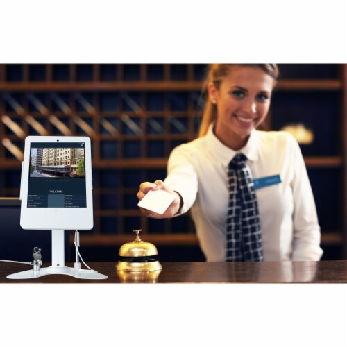 Dual Security Kiosk Stand with Locking Case and Cable for iPad (White) Perspective: right