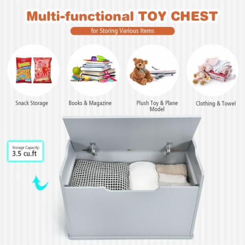 Slickblue Kids Toy Wooden Flip top Storage Box Chest Bench with Cushion Hinge 1 Unit Foods Co