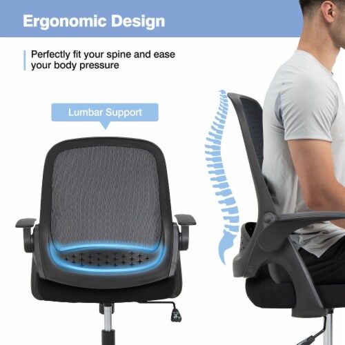 Slickblue Adjustable Mesh Office Chair Rolling Computer Desk Chair with Flip-up Armrest Perspective: right