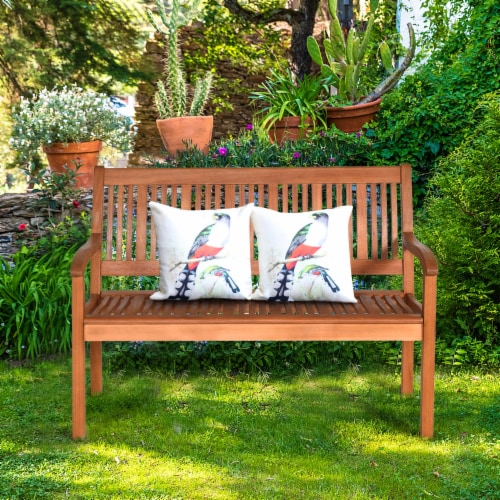 Slickblue Two Person Solid Wood Garden Bench with Curved Backrest and Wide Armrest 1 Unit Pick n Save
