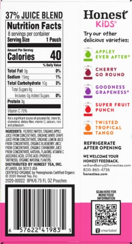 Honest Kids Organic Berry Good Lemonade Pouches Perspective: right