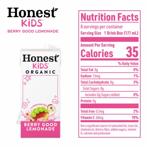 Honest Kids Berry Good Lemonade Organic Fruit Juice Perspective: right