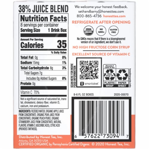 Honest Kids® Organic Strawberry Peachy Keen Juice Perspective: right