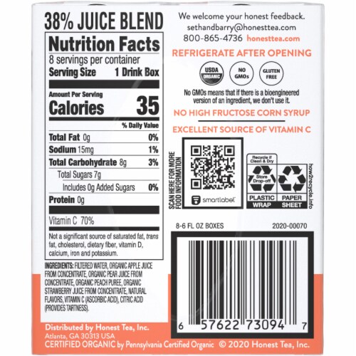 Honest Kids® Organic Strawberry Peachy Keen Juice Perspective: right
