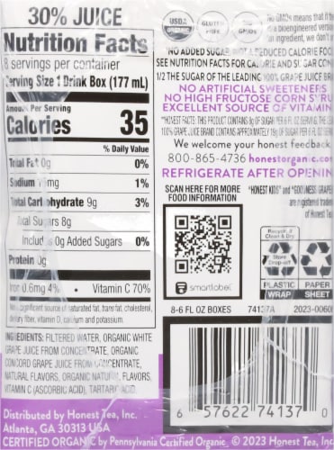 Honest Kids® Organic Goodness Grapeness® Juice Cartons Perspective: right