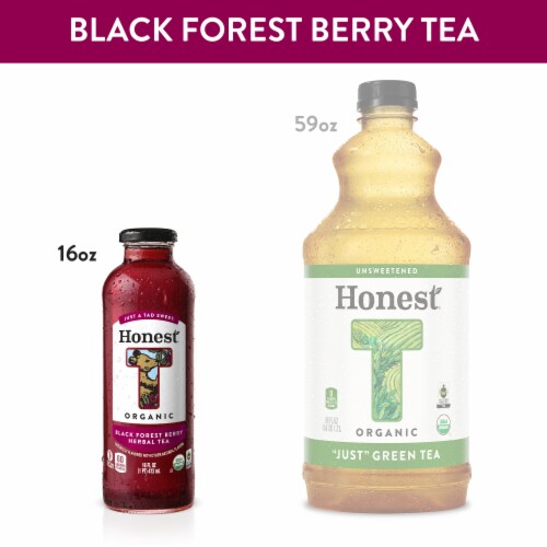Honest Tea Organic Fair Trade Black Forest Berry Glass Bottle Perspective: right