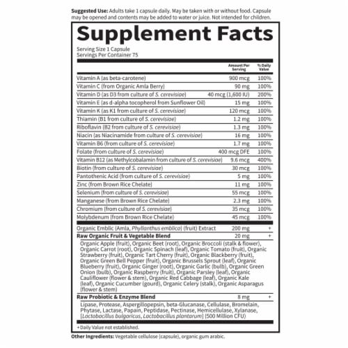 Garden Of Life® Vitamin Code® Raw One™ Multivitamin with Probiotics Enzymes & Wholefoods Capsules Perspective: right