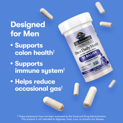 Garden of Life Once Daily Men's Probiotics, Digestive, Immune System, Capsules, 50 Billion CFU Perspective: right