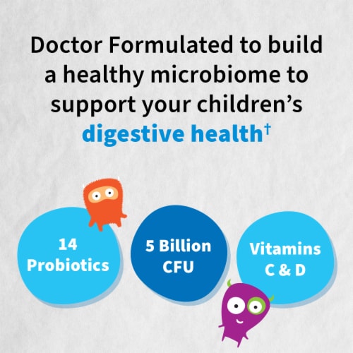 Garden of Life Organic Kids+ Probiotics + Vitamin C & D, 5 Billion CFU, Berry Cherry Chewables Perspective: right