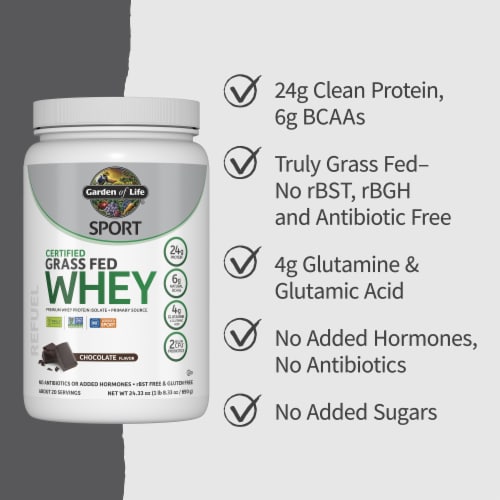 Garden Of Life® Sport Chocolate Chocolate Certified Grass Fed Whey Protein Powder Perspective: right
