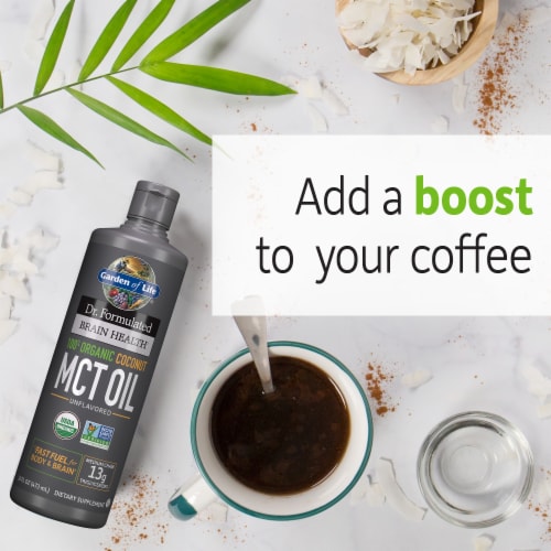 Garden of Life Dr. Formulated Brain Health 100% Organic Coconut MCT Oil, Unflavored Liquid, 13g MCT Perspective: right