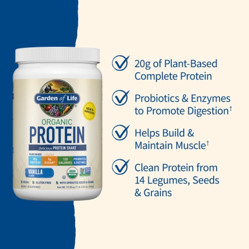 Garden of Life Raw Organic Protein to Help Build Muscle 22g Plant Based Protein Vanilla Powder Perspective: right