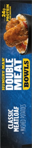 Hungry-Man Double Meat Bowls Classic Meatloaf With Mashed Potatoes Frozen Meal Perspective: right