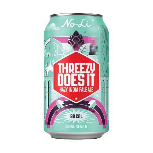 No-Li Threezy Does It Hazy IPA Craft Beer Perspective: right