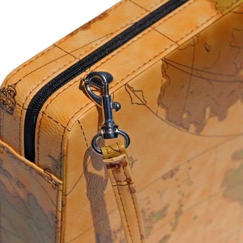 WE Games Tan Map Design Magnetic Backgammon Set, Leatherette, Travel Size Perspective: right