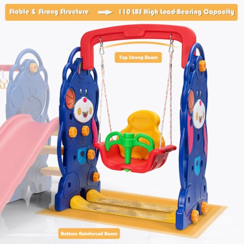 Gymax 3 in 1 Toddler Climber and Swing Set Kid Climber Slide Playset w/Basketball Hoop Perspective: right