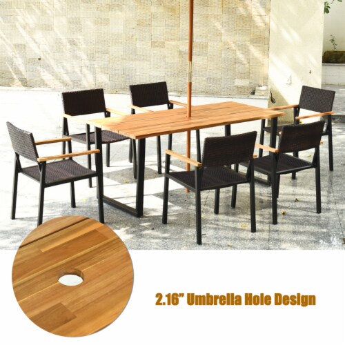 Gymax 7PCS Patio Garden Dining Set Outdoor Dining Furniture Set w