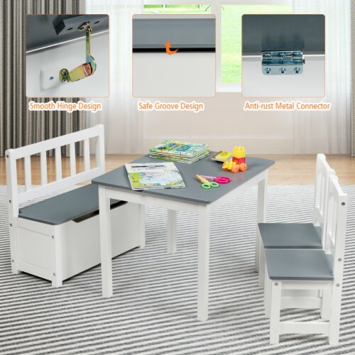 Gray kids table and store chairs