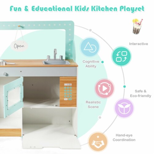 Costway 2 in 1 Kids Play Kitchen & Diner Restaurant Wooden Pretend Cooking  Playset Toy, 1 unit - Kroger