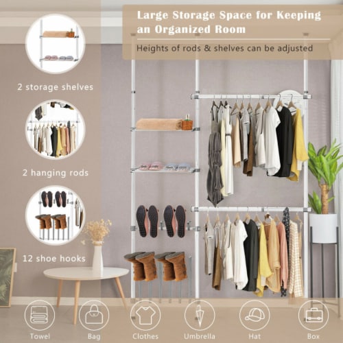 Large closet organizer Double Hanging Rod Clothes Garment Racks