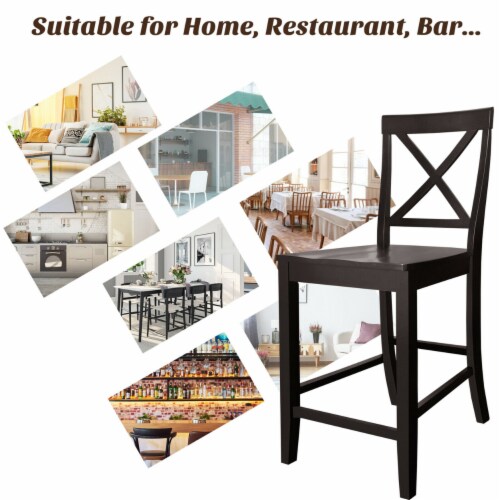 Gymax Set of 2 24'' Counter Height Barstools Kitchen Dining Chairs Rubber Wood Frame Perspective: right