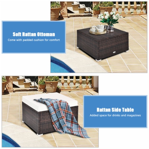 4PCS Rattan Patio Sofa Conversation Set Outdoor Furniture Set w/ Cushion Perspective: right