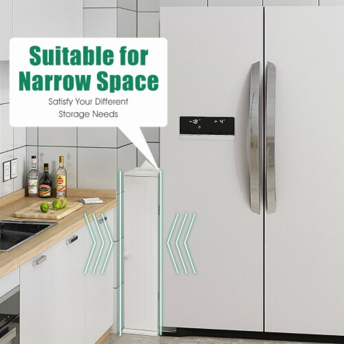 Toilet Tissue Storage Tower Bathroom Storage Floor Cabinet w/ 4 Shelves Perspective: right