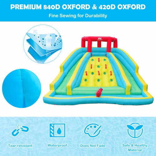 Gymax Inflatable Mighty Water Park Bouncy Splash Pool Climbing Wall w/ 735W Blower Perspective: right