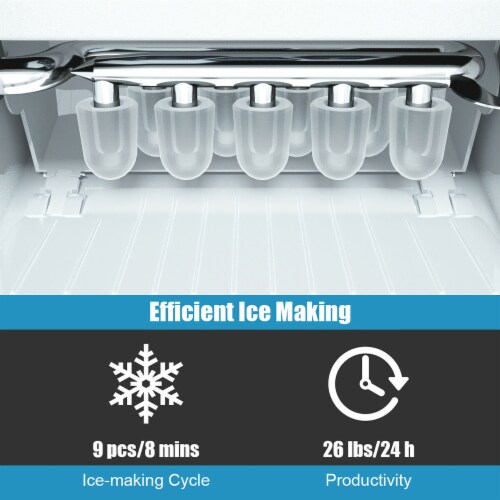 Costway Portable Ice Maker Machine Countertop 26Lbs/24H Self-cleaning w/ Scoop Silver Perspective: right