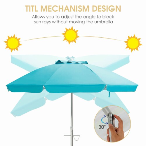 Costway 6.5FT Patio Beach Umbrella Sun Shade Tilt W/Carry Bag Blue Perspective: right