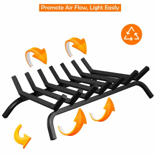 Gymax 30'' Iron Fireplace Log Grate 3/4'' Heavy Duty Steel Firewood Burning Rack