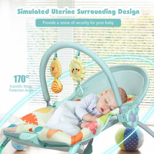 Gymax Adjustable Infant Rocker Bouncer Baby Rocking Chair Toddler w/ Awning Green Perspective: right