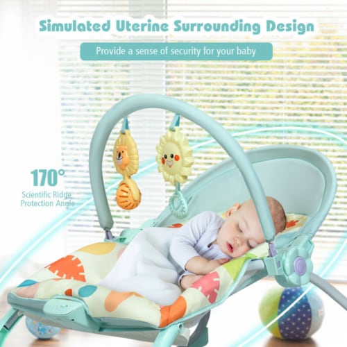 Gymax Adjustable Infant Rocker Bouncer Baby Rocking Chair Toddler w/ Awning Green Perspective: right