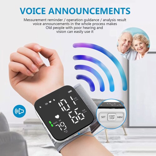 Automatic Adjustable Wrist Digital Blood Pressure Monitor Large LED Backlit Display Perspective: right