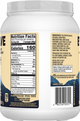 Evolve® Plant-Based Ideal Vanilla Bean Protein Powder Perspective: right