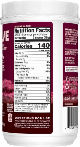 Evolve Berry Medley Plant Base Protein Powder Perspective: right