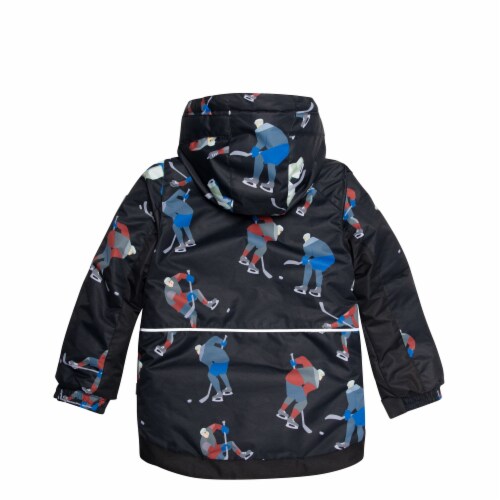 Two Piece Snowsuit Printed Hockey Players Black Perspective: right