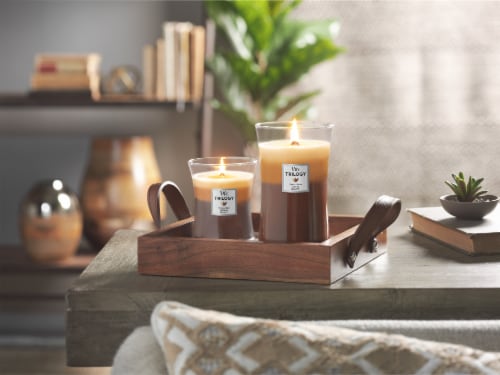 Woodwick® Trilogy Café Sweets Jar Candle Vanilla Bean Caramel and Biscotti Perspective: right