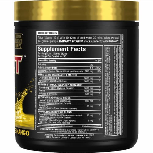 ALLMAX Nutrition® Impact™ Pump Pineapple Mango Dietary Supplement Perspective: right