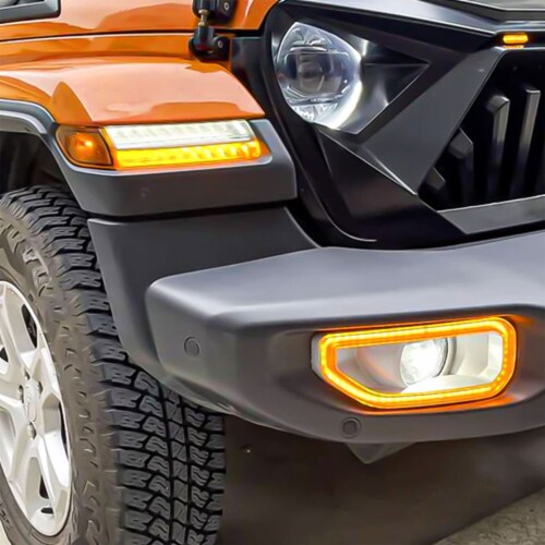 AMERICAN MODIFIED Fog Light Covers w Turn Signal for 2018 2024 Jeep Wrangler JL 1 Piece Metro Market