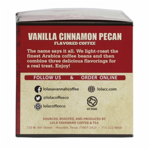 Lola Savannah® Vanilla Cinnamon Pecan Light Roast Coffee Pods Perspective: right