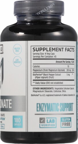 Zhou® Magnesium Glycinate Dietary Supplement Capsules 1350mg Perspective: right