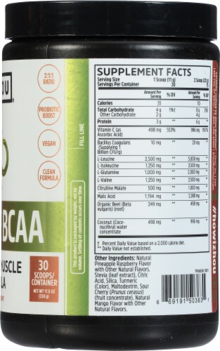 Zhou® Tropical Punch Muscle BCAA Maximum Muscle Formula Powder Perspective: right