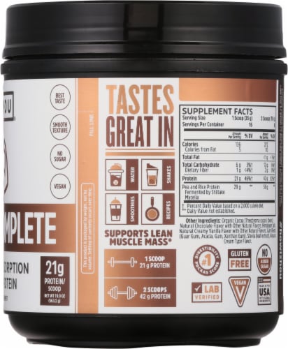 Zhou™ Chocolate Plant Complete Protein Powder Perspective: right