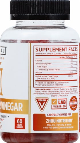 Zhou Apple Cider Vinegar Harvest Apple Flavor Vegan Gummies Perspective: right