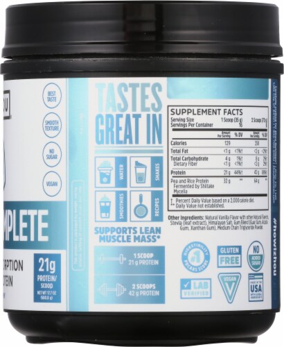 Zhou® Vanilla Plant Complete Protein Powder Perspective: right