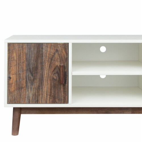 ExBrite TV Stand Wood Modern Entertainment Center Adjustable Storage Cabinet TV Console for Perspective: right