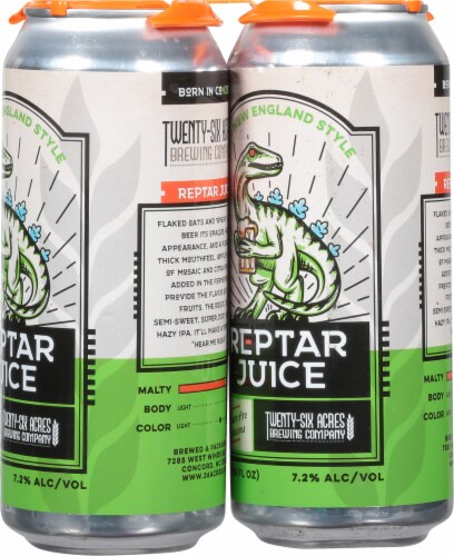 Twenty-Six Acres Brewing Company Reptar Juice IPA Perspective: right